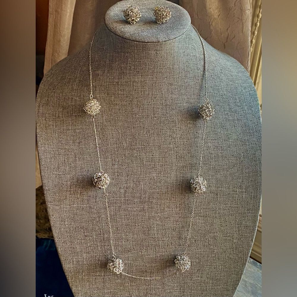Vintage Wire Ball Necklace & Earrings